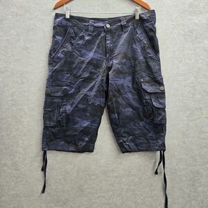 Fried Denim Men Shorts 34 Blue Cargo Camouflage Grunge Button‎ Logo Outdoor